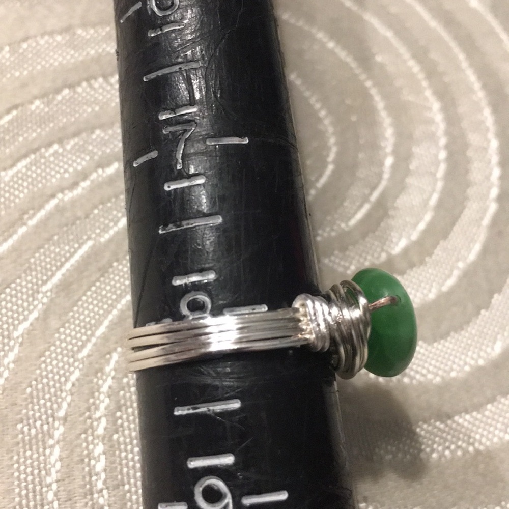 Jade Silver Plated Wire Wrapped Ring. - image 7